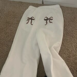 White Kids Bottoms with Bow Detail